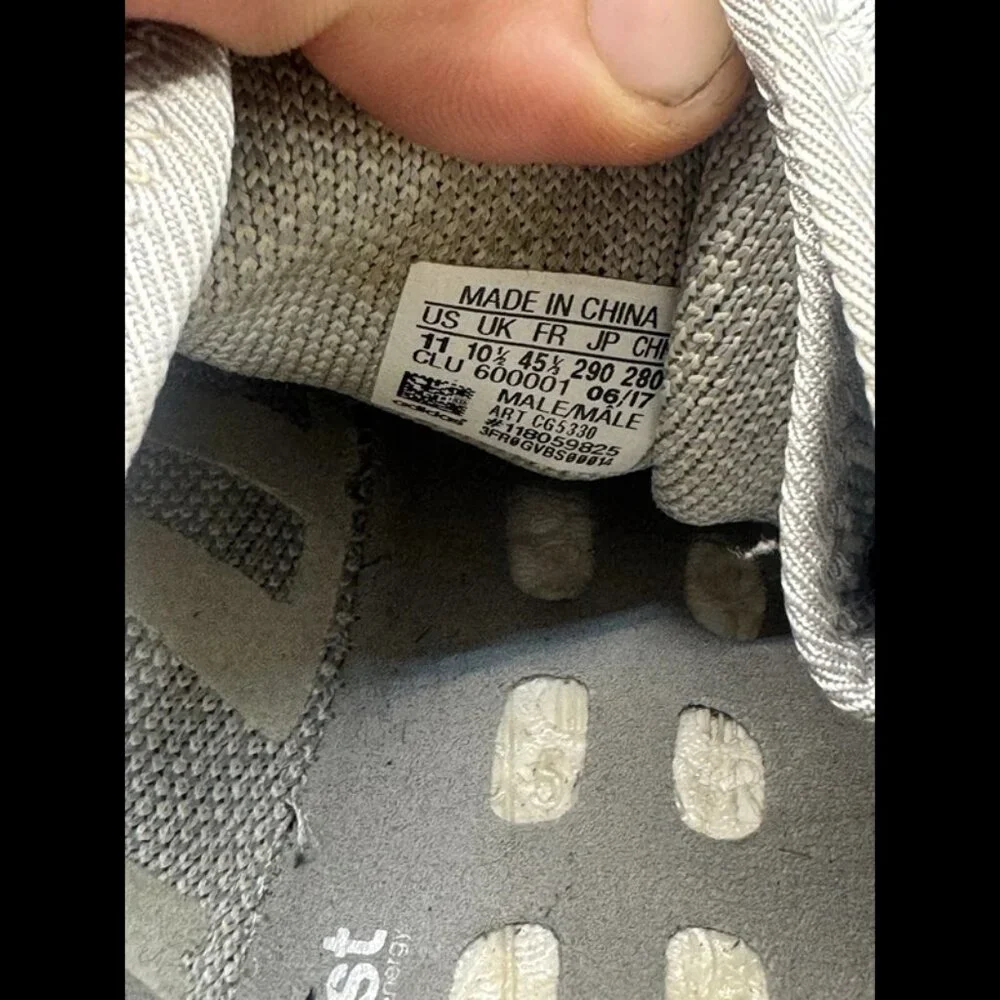 RARE 🚀 Size 11 - Adidas Mens Running Grey White PureBOOST Low Athletic Sneakers